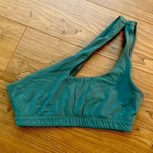 Green one-side strap bra top